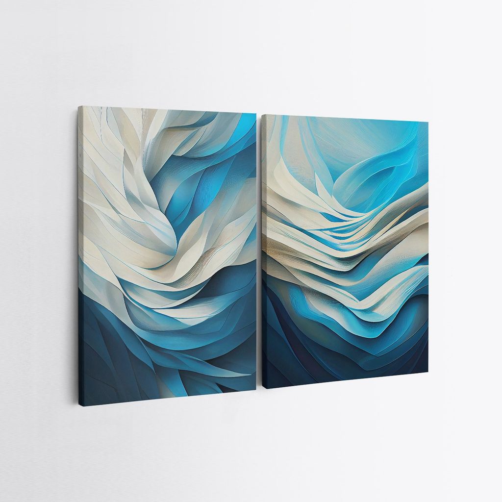 Falikép szett, 2 db, ezüst - kék - fehér, 70x100 cm - Butopêa akciós termékkép 1